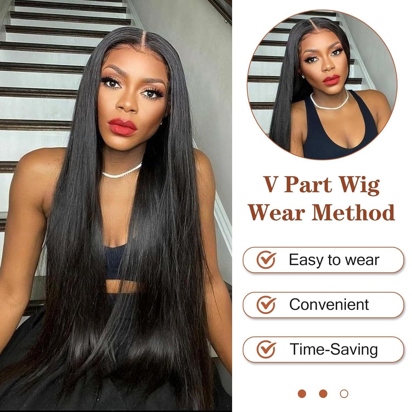 Women's Fashion Black Hair Synthetic Wigs Long Straight Wig