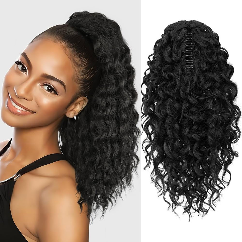 Black Curly Hair Horse Tail African Wave Wig Ponytail