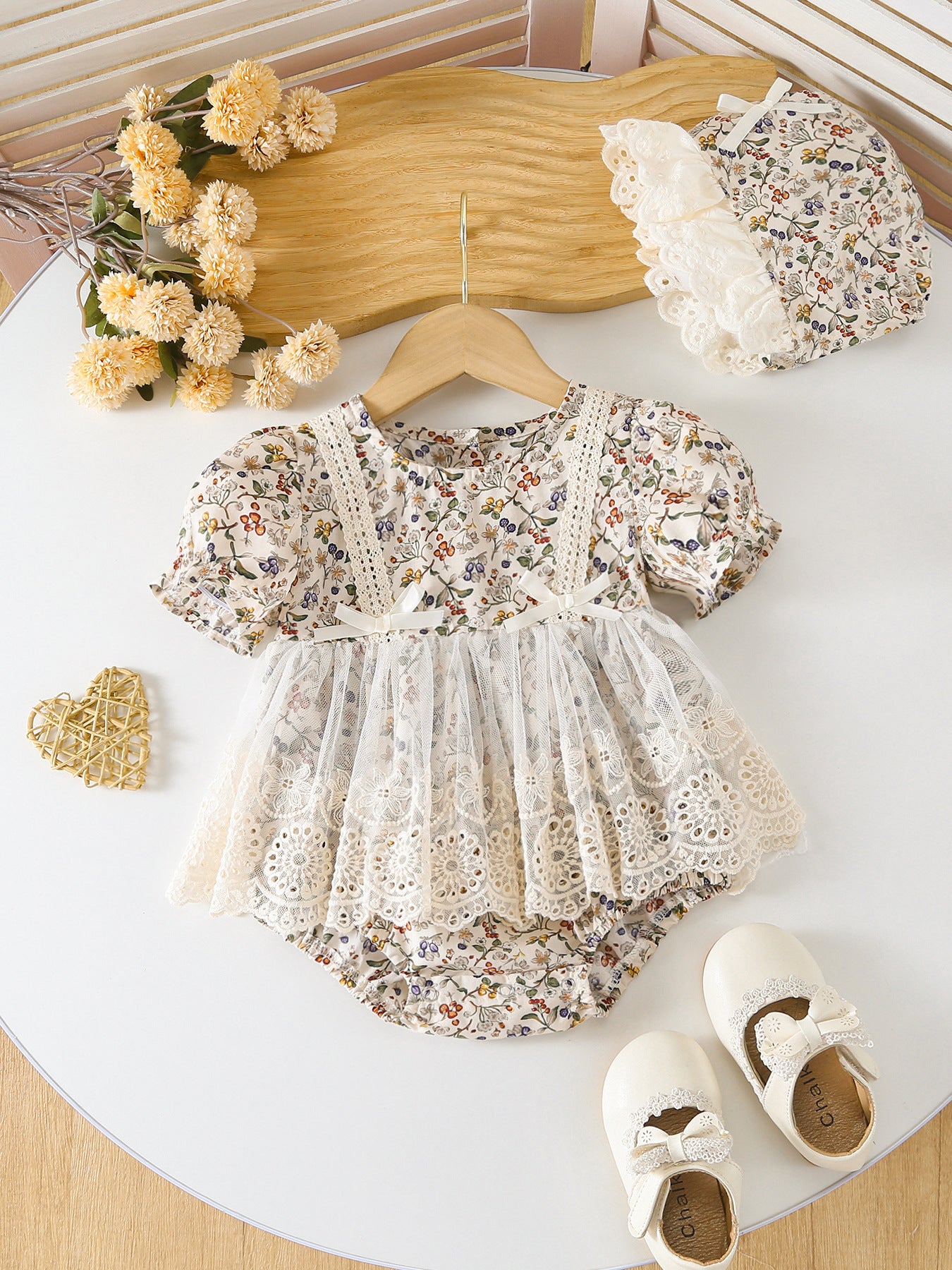 Born Summer Bloomer With Skirt Short-sleeved Lace Clothes For Days Jumpsuit, Climbing Suit