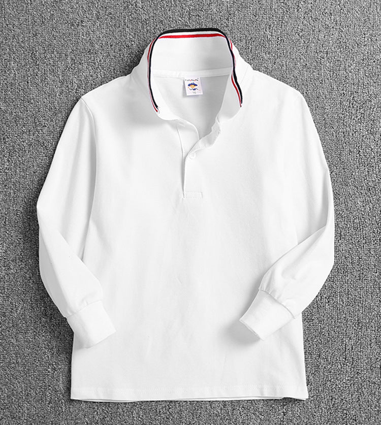Children's Solid Color Shirt Pure Cotton Primary School Business Attire Uniform Children's T-shirt