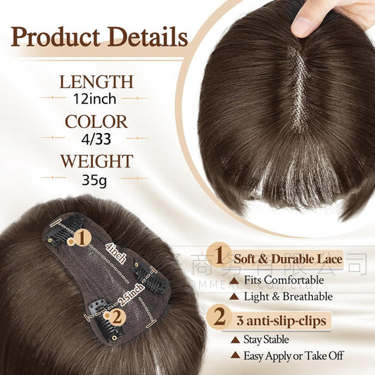 Women's Natural Lightweight Breathable Cover Gray Hair Invisible Seamless Fluffy Artificial Wig