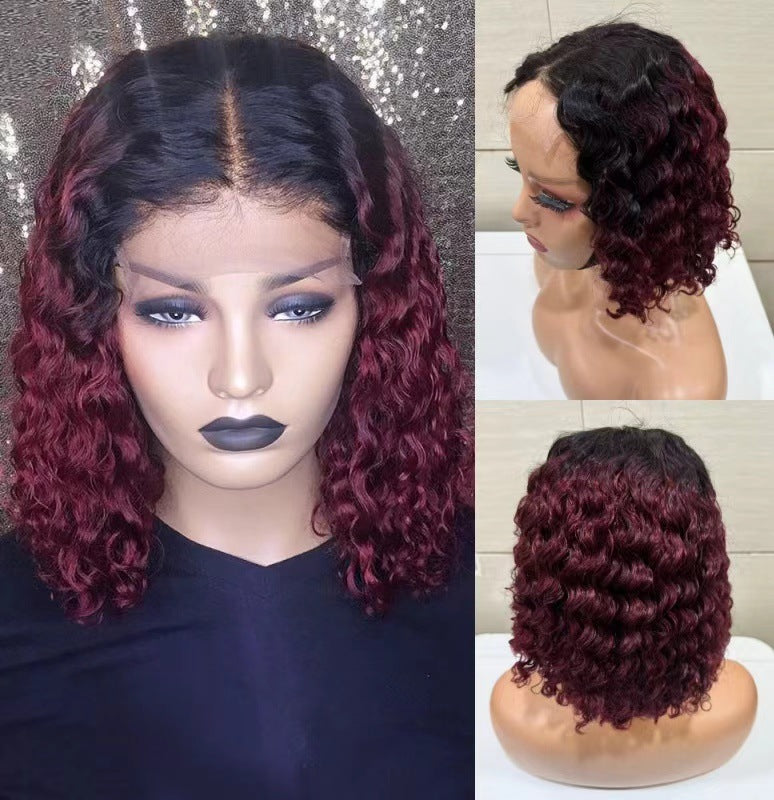Closure Deep Curly Bob Density Indian Real Hair Wig