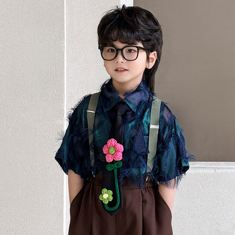 Children's Summer Korean Style Short Sleeve Western Printed Children's Shirt
