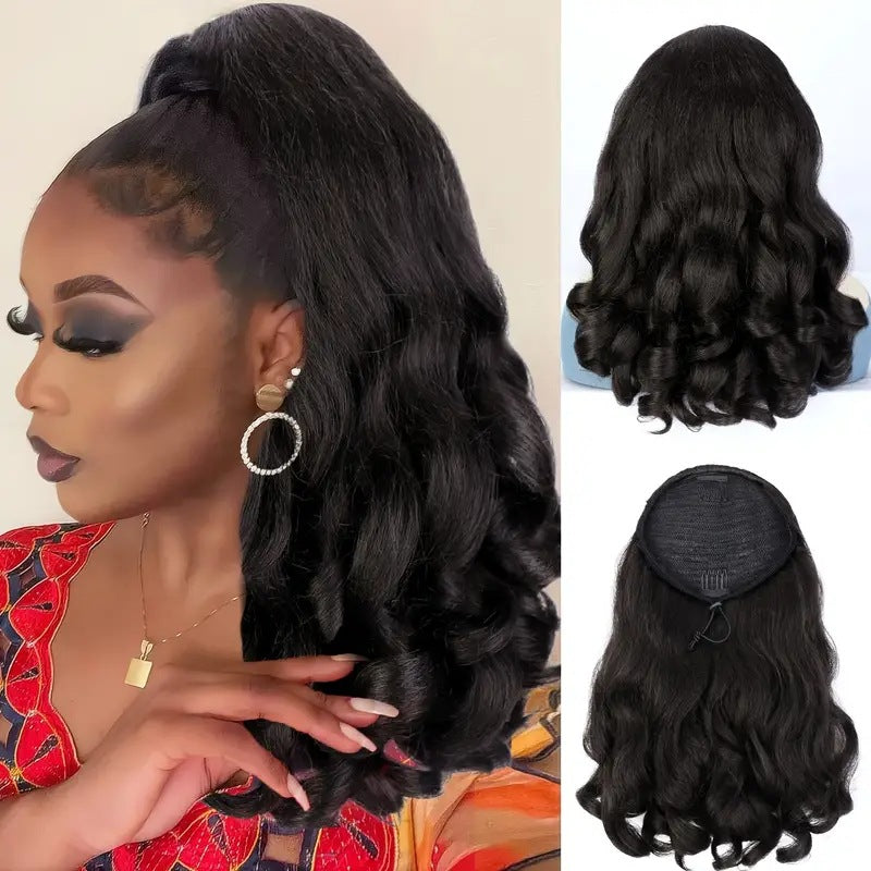 Short Hair Fluffy Curly Extension Horse Wig Ponytail