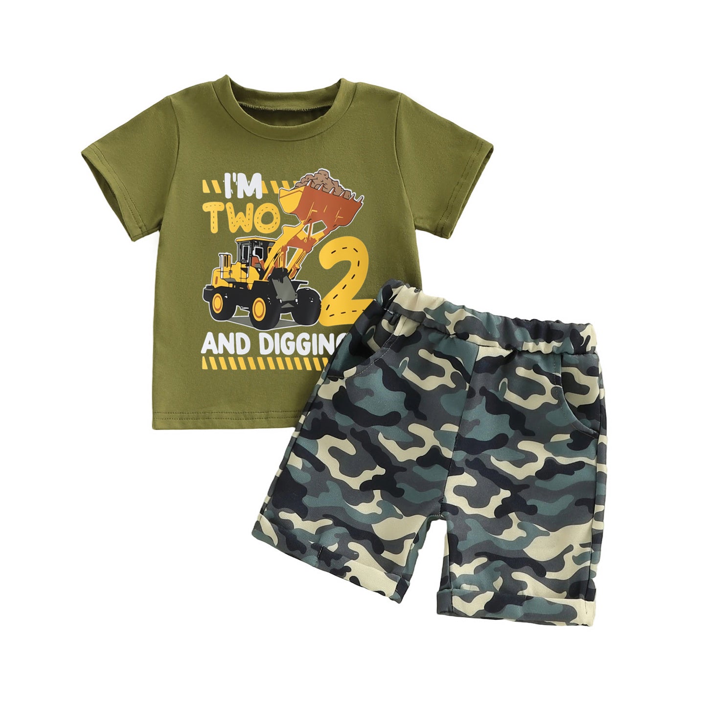 Boy Printed Short Sleeve Camouflage Shorts Children's Suit
