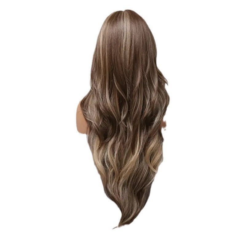 Women's Mid-length Curly Hair Big Wave Highlight Gradient Fashion Wig Long Curls