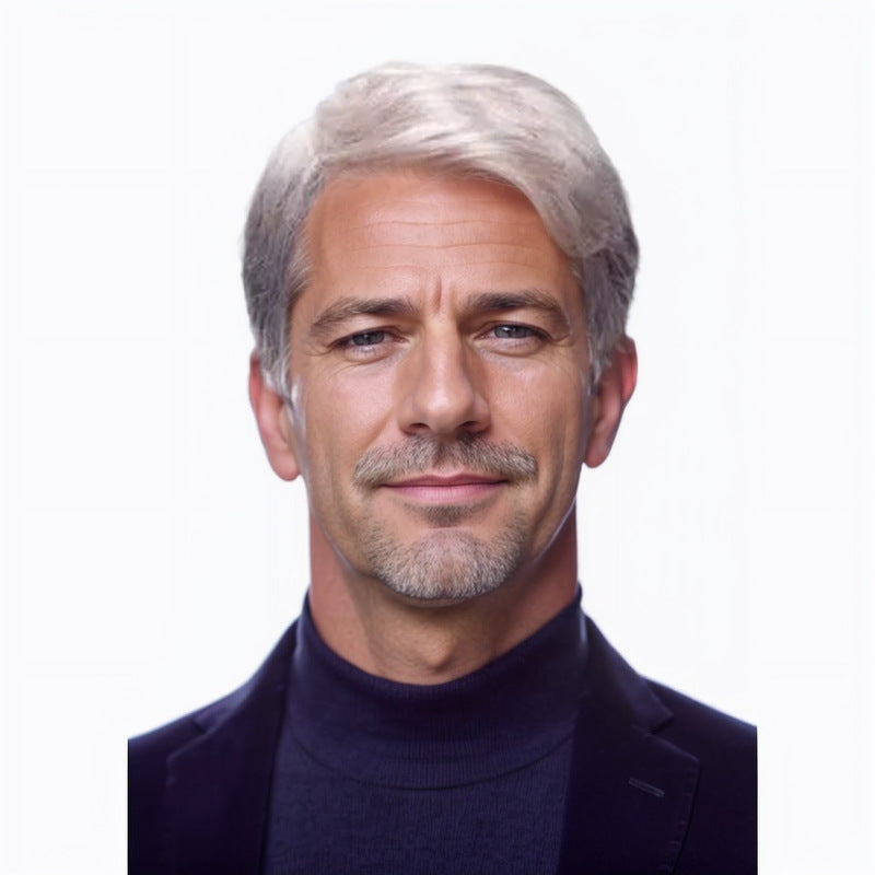 Men's Gray White Partial Short Hair Men's Wig
