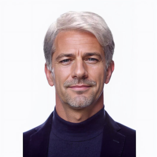 Men's Gray White Partial Short Hair Men's Wig