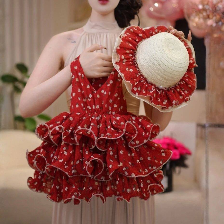 Summer Pettiskirt Fashion Strap Dress Princess Floral Children's Suit