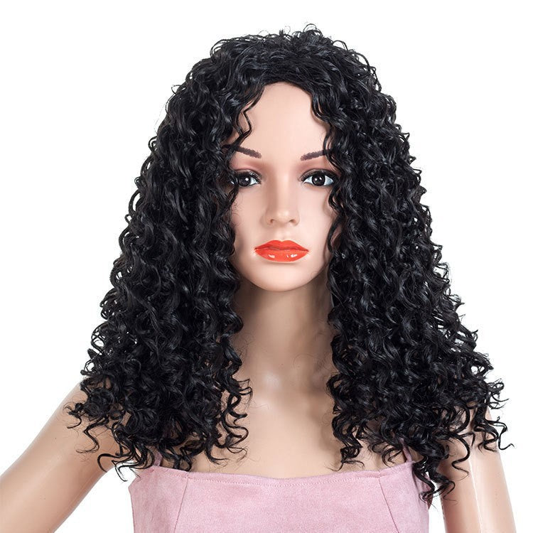 Fashion Head Cover African Medium Small Curly Hair Wig Long Curls