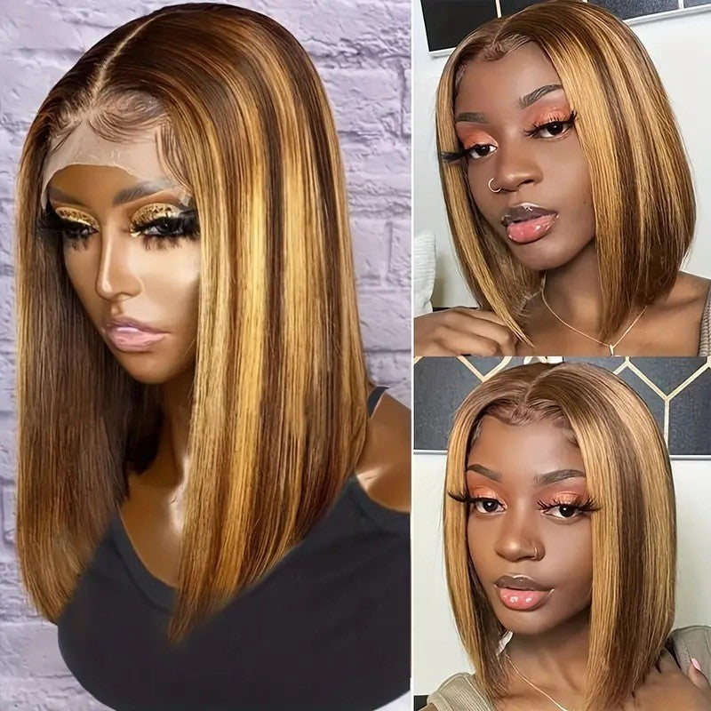 Cool Brazilian Bob With Frontal Human Wig Short Straight Hair