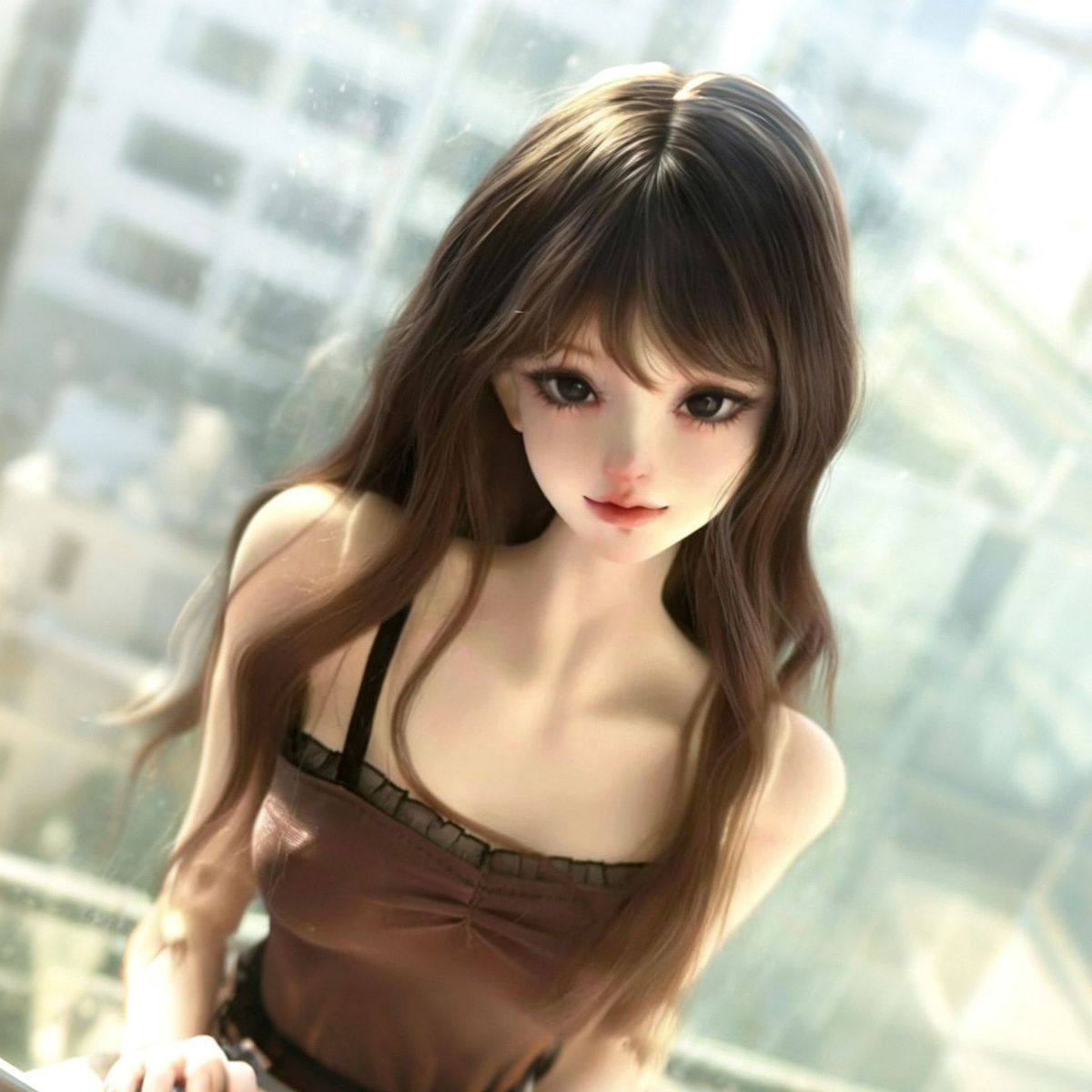 Straight Bangs Bluish White Black Natural Handmade Cos Wig