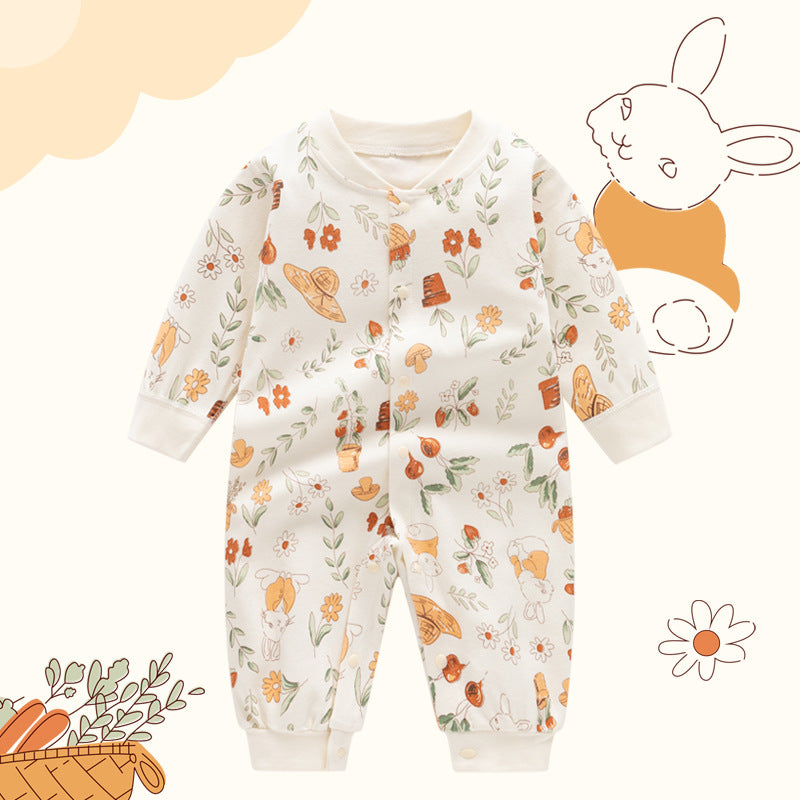 Women's & Men's Autumn Jumpsuit Pure Cotton Boneless Cardigan Romper Jumpsuit, Climbing Suit