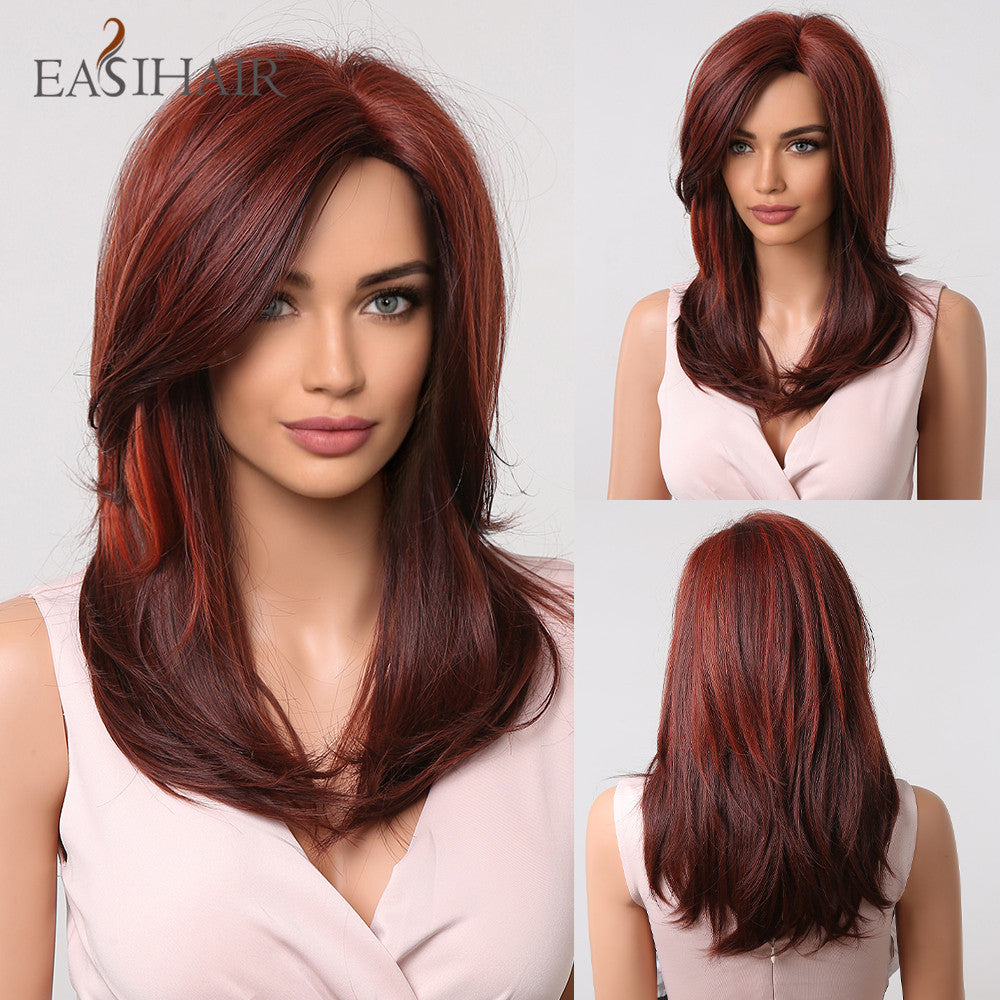 Female Gradient Color Collarbone Length Haircut Simulation Medium Wig Short Curly Hair