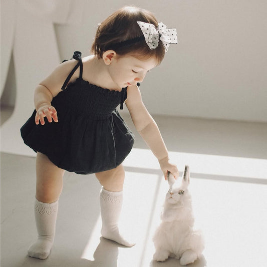 High-grade Black Jumpsuit Smocking Sling Pure Cotton Tied Triangle Jumpsuit, Climbing Suit