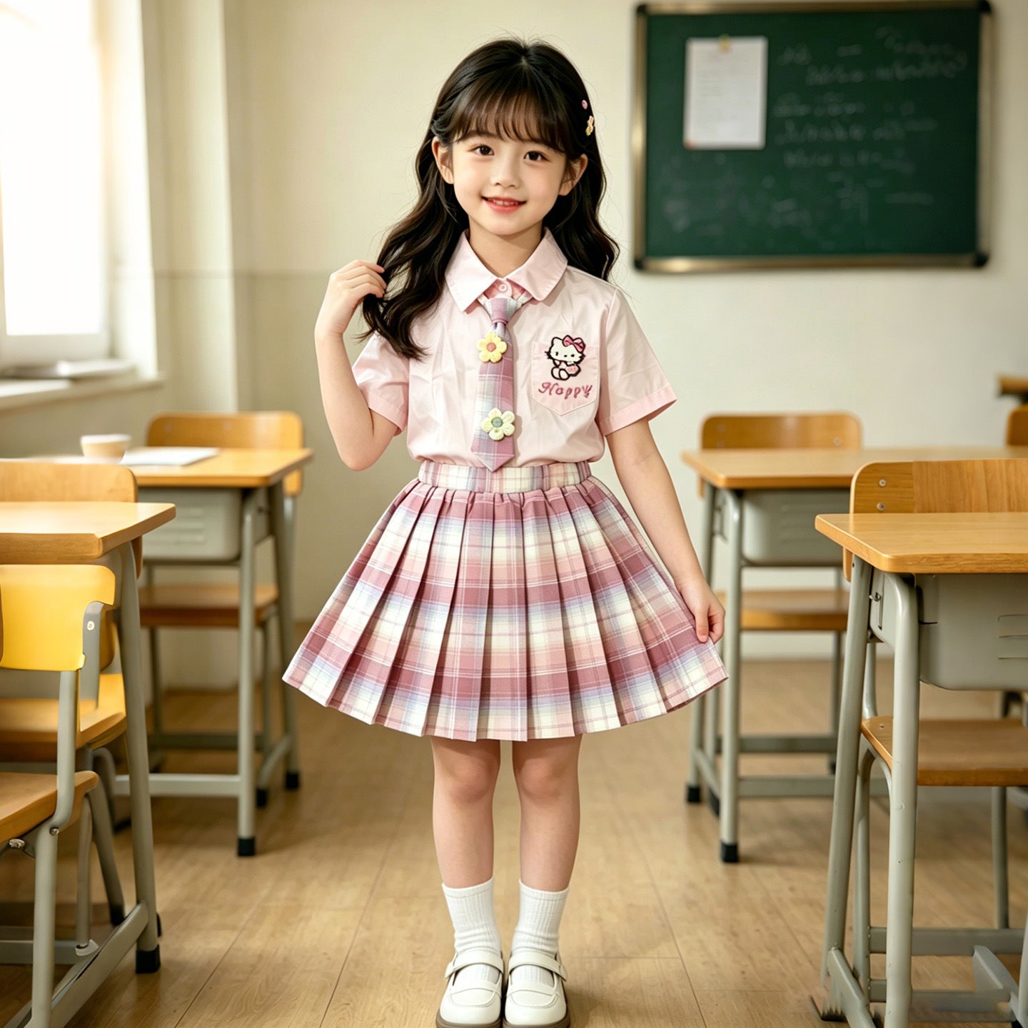 Summer Clothes Preppy Style Fashionable Uniforms Shirt Dress Children's Suit