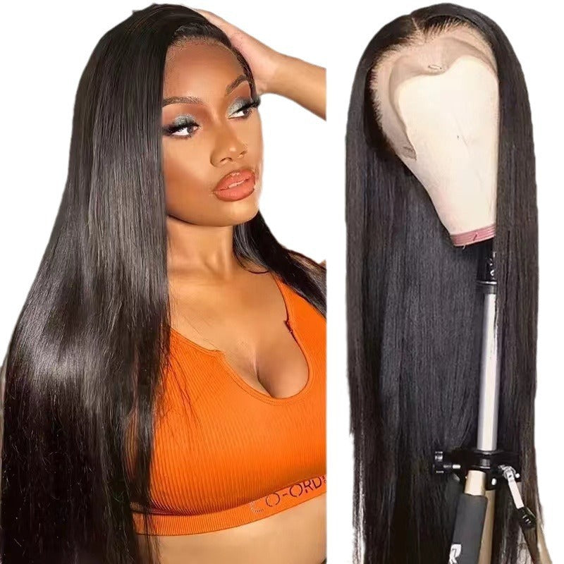 Fashion Mid-length Front Lace Orange Hair Synthetic Long Straight Wig