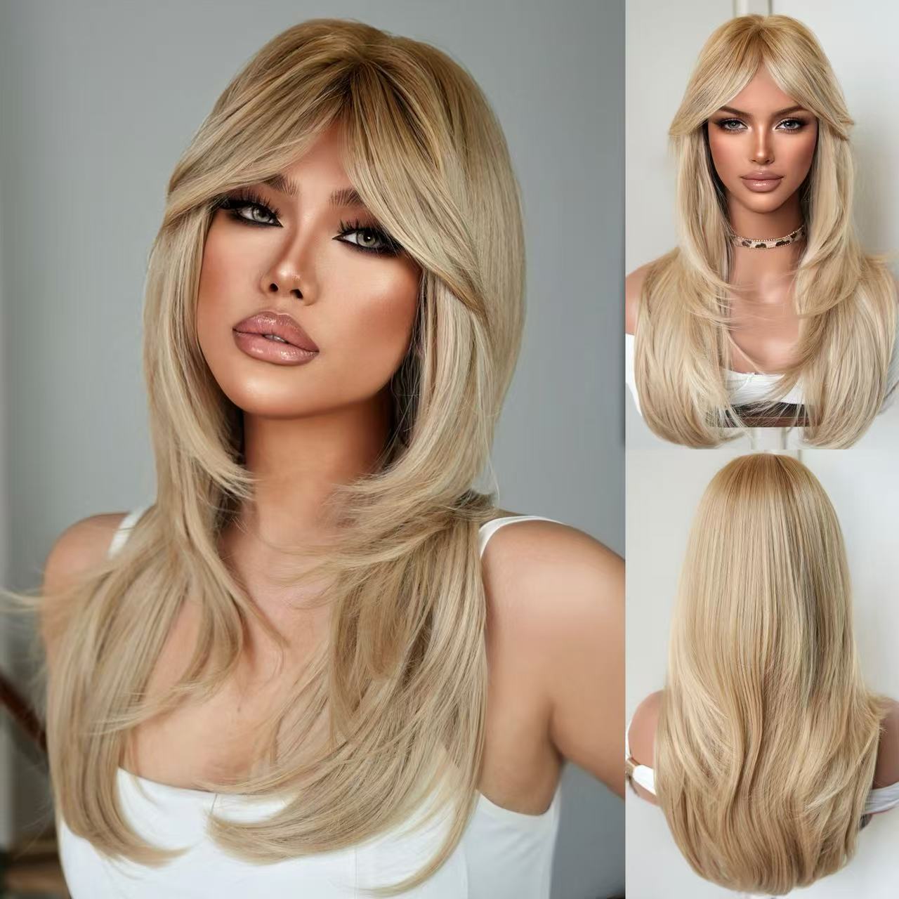 Rose Net Head Cover Chemical Fiber Curly Hair Side Wig Long Curls