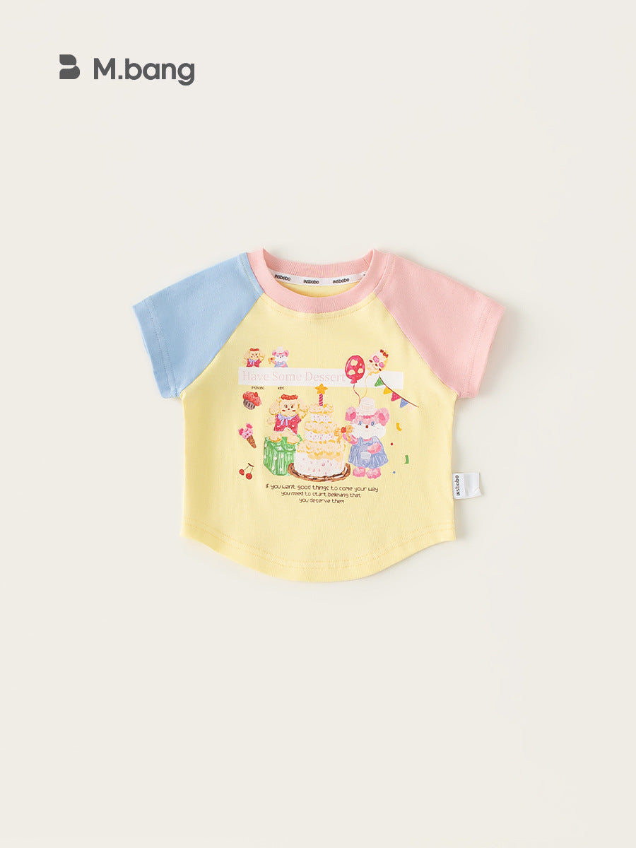 Children's Thin Summer Top Raglan Sleeves Cartoon Children's T-shirt