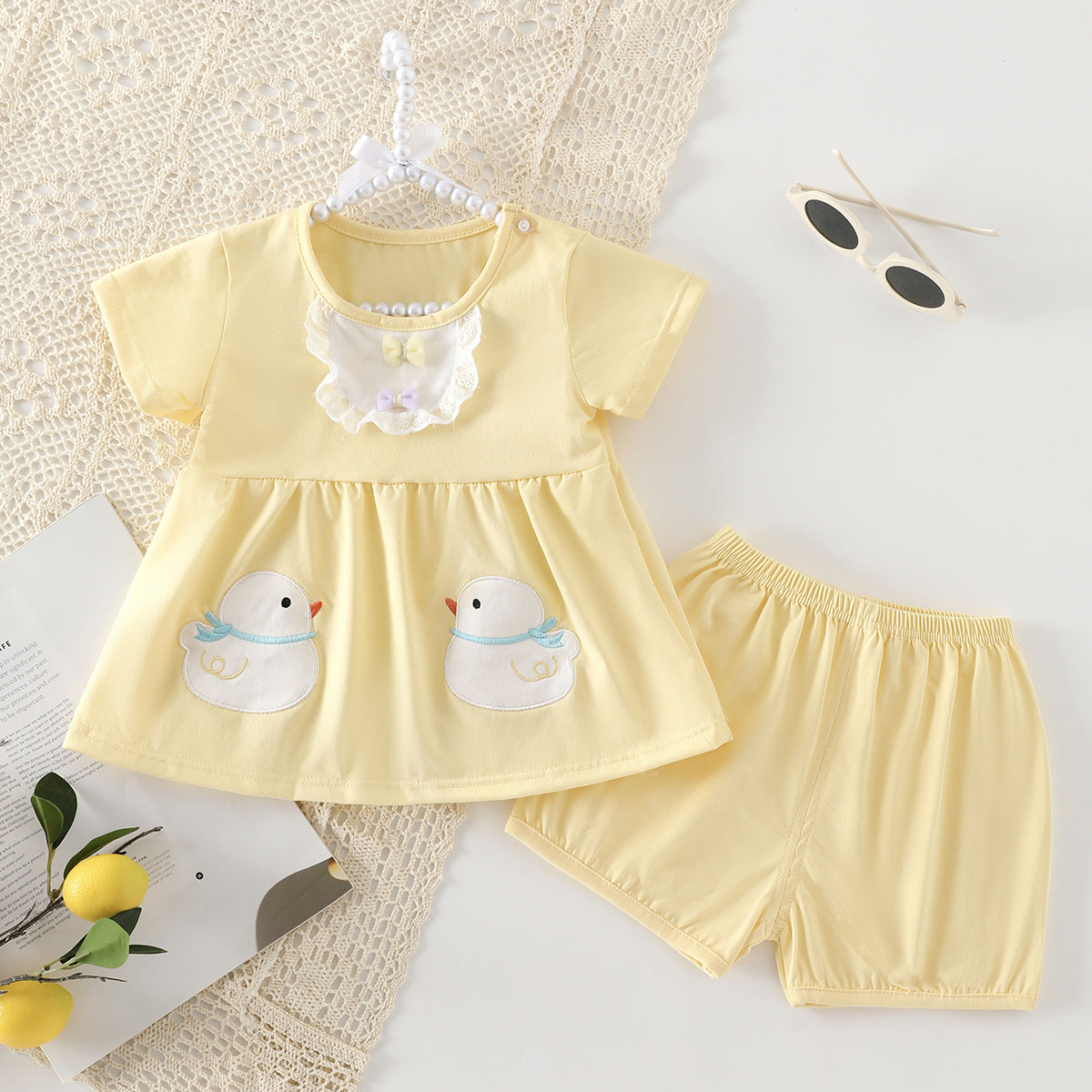 Summer Thin Short-sleeved Shorts Split Princess Dress Cute Clothes Children's Suit