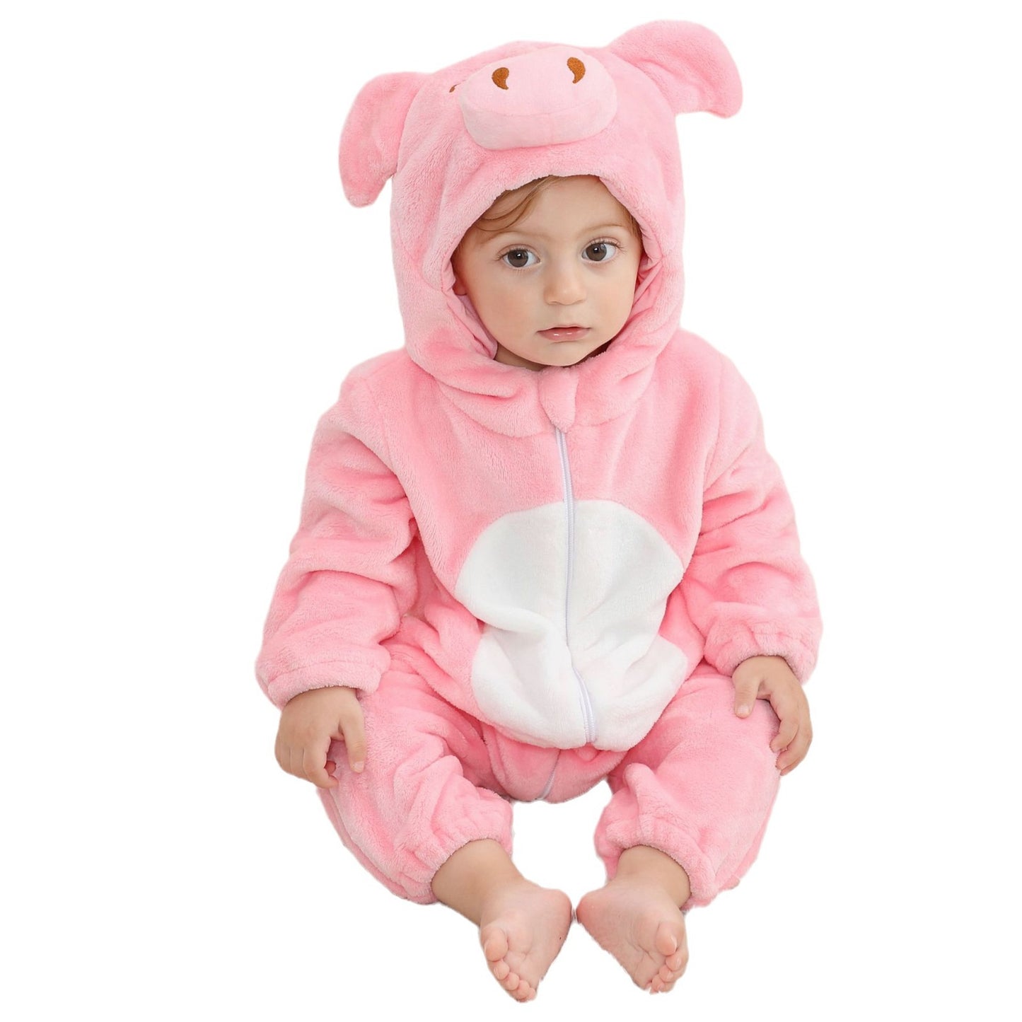 Flannel Animal Jumpsuit Going Out Clothes Cartoon Hooded Jumpsuit, Climbing Suit