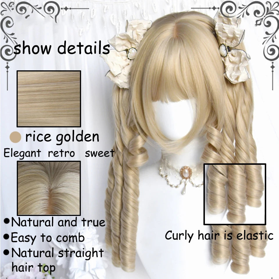 Women's Cartoon Animation Two Colors Small Bun Long Curly Hair Other Wig