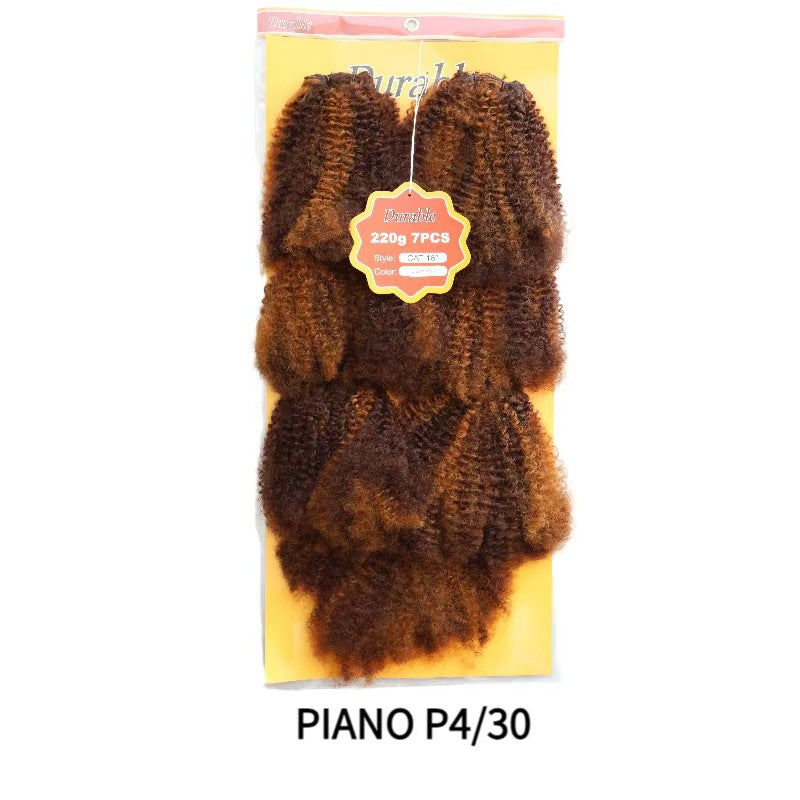 Protein Silk Weft Piece African Long Roll Wig Short Curly Hair