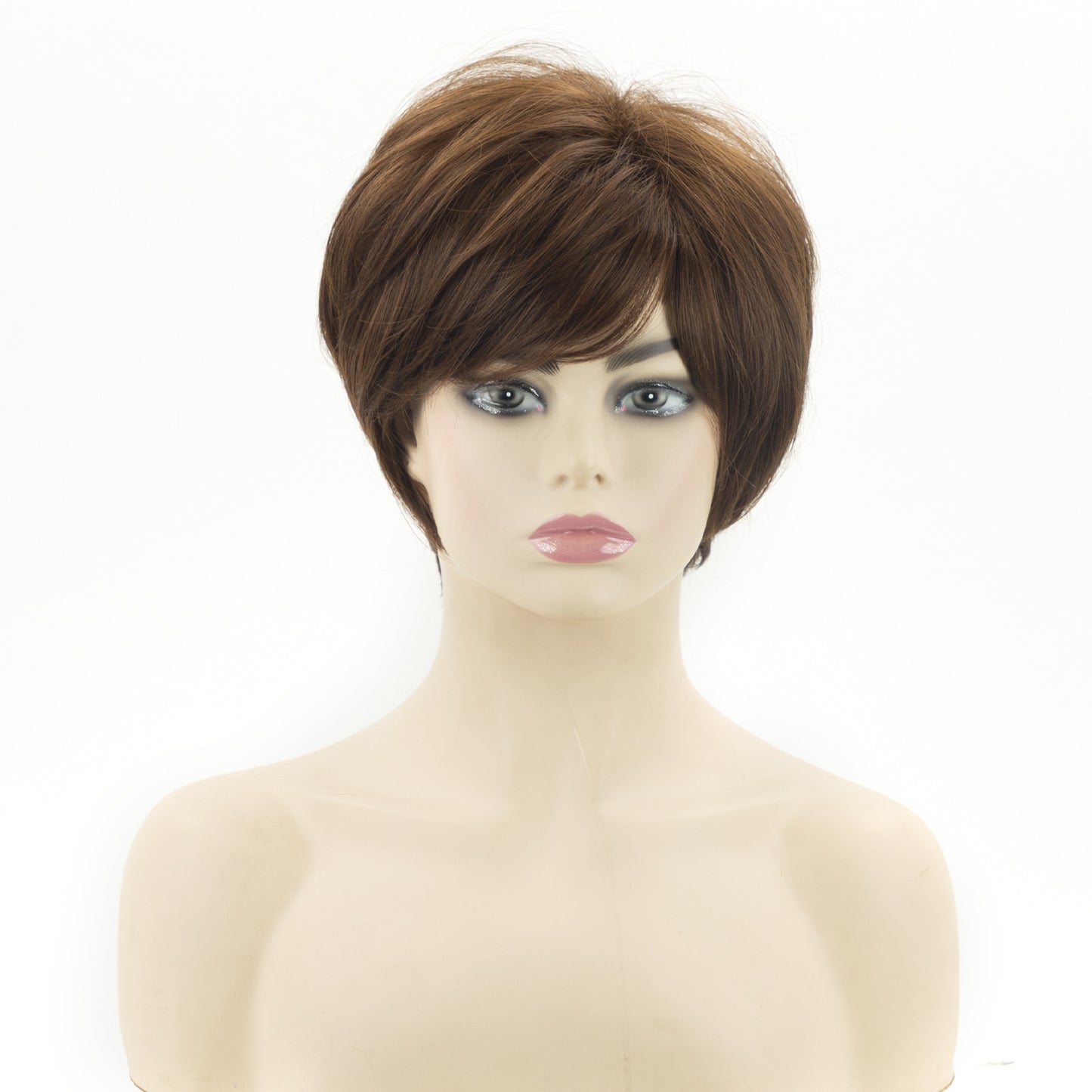 Unique Fluffy Side Bangs Head Cover Wig Short Straight Hair