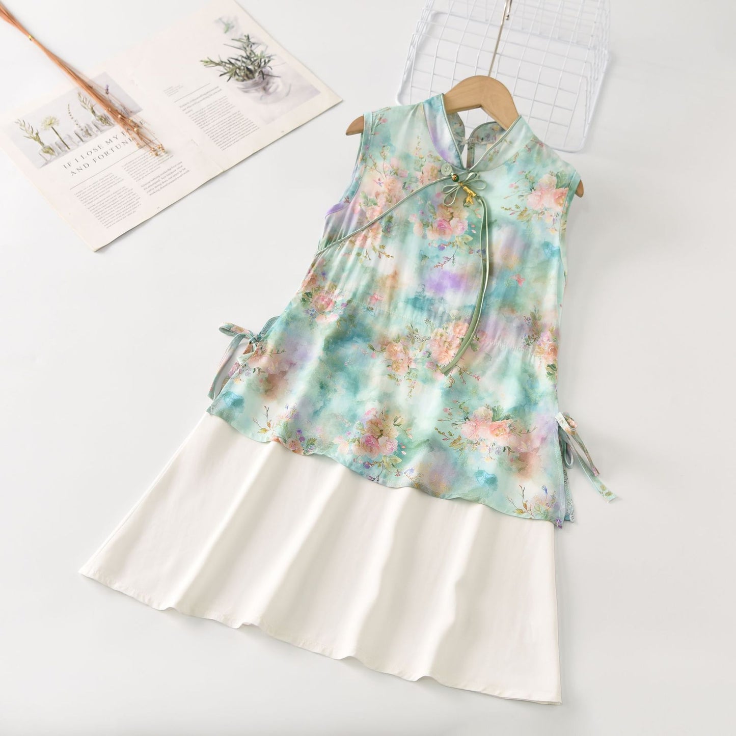 Children's Cotton Silk Short-sleeved Summer Thin Chinese Style Cheongsam Children's Dress