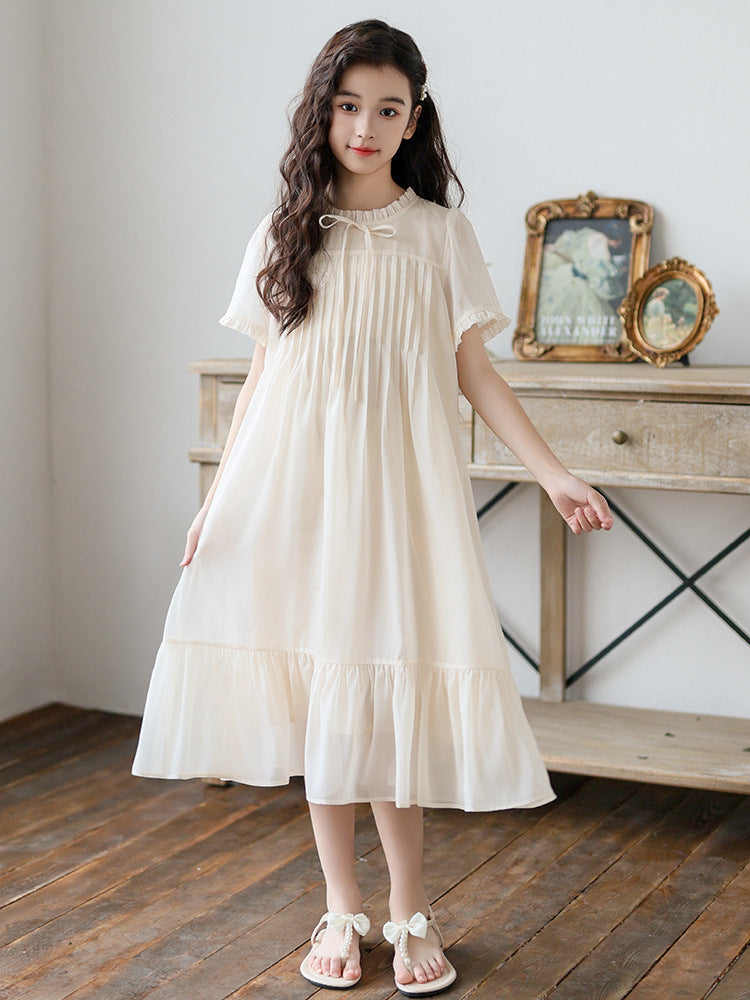 Children's Big Summer Pleated Chiffon Skirt Little Children's Dress