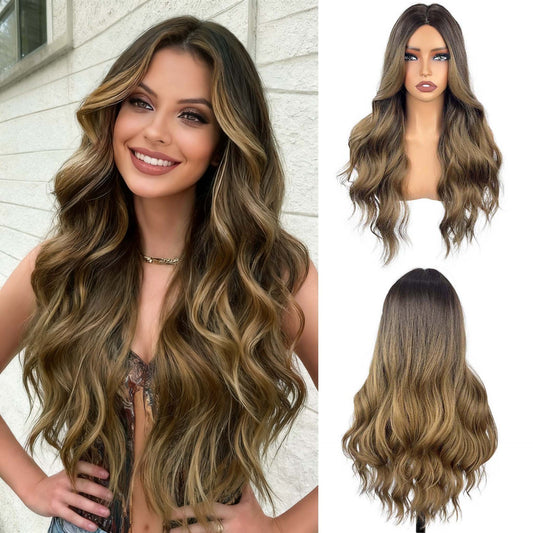 Fashion Fluffy Gradient Color Big Wave Curly Hair Synthetic Wig Long Curls