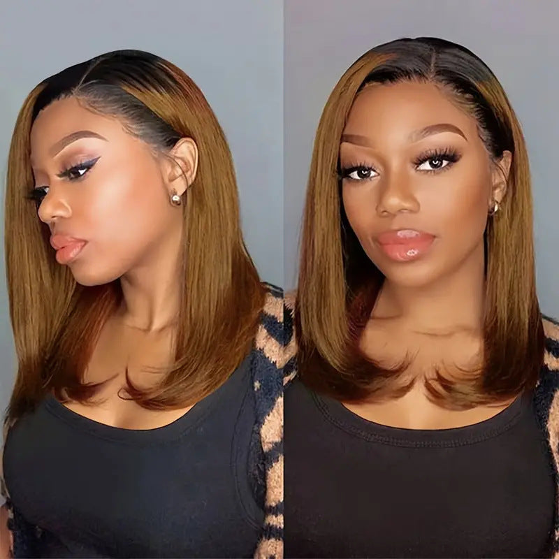 Classic Front Lace Female Gradient Natural Wig Short Straight Hair
