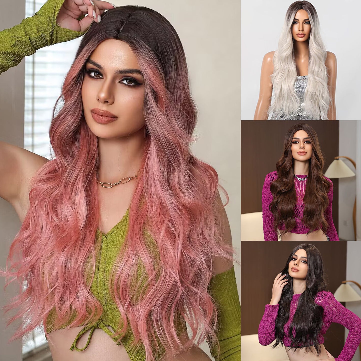 Women's Curly Hair Medium Large Wave Natural Chemical Wig Long Curls