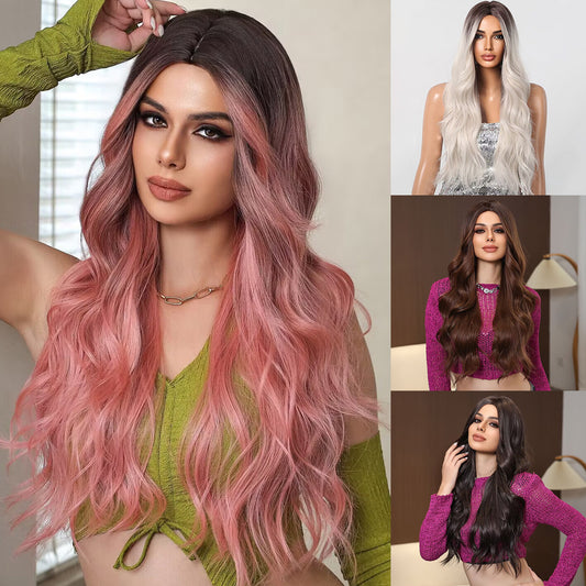 Women's Curly Hair Medium Large Wave Natural Chemical Wig Long Curls