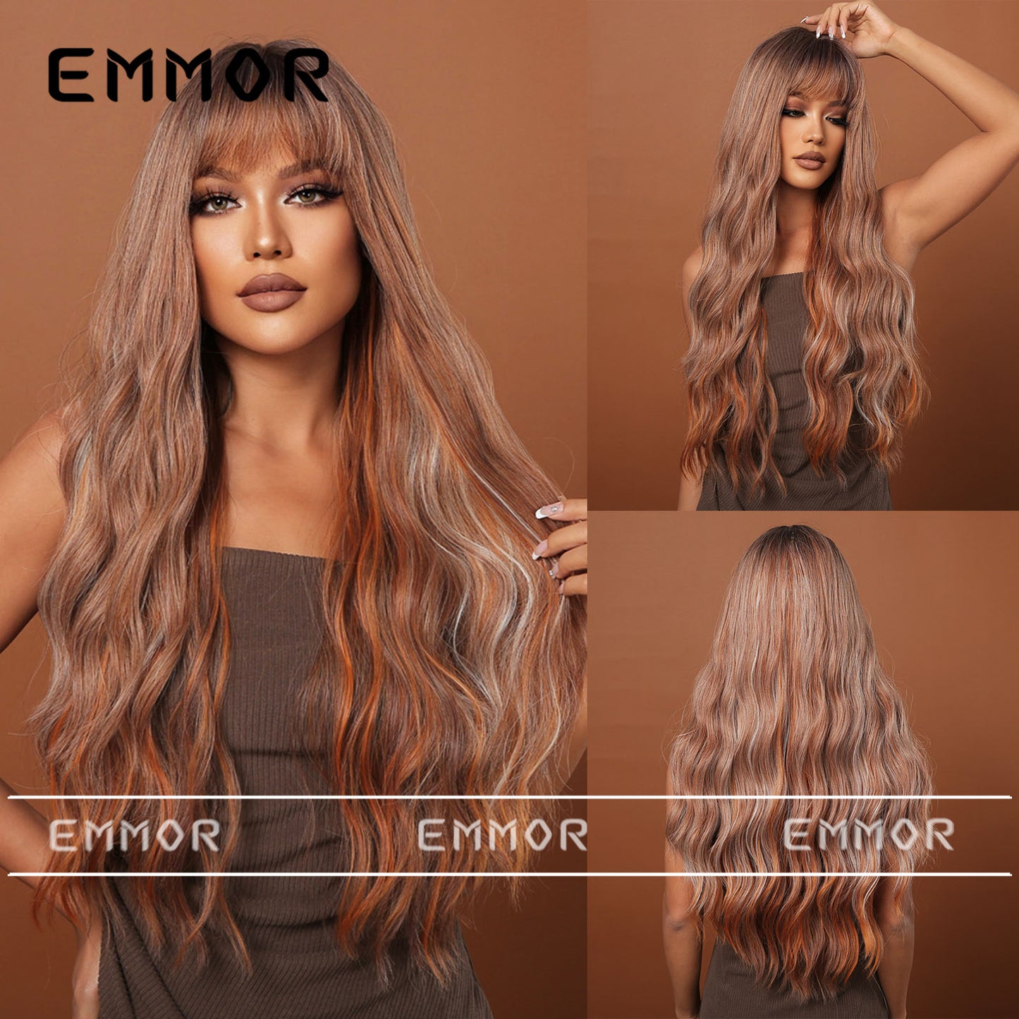 Straight Bangs Water Ripple Curly Fluffy Natural Wig Long Curls
