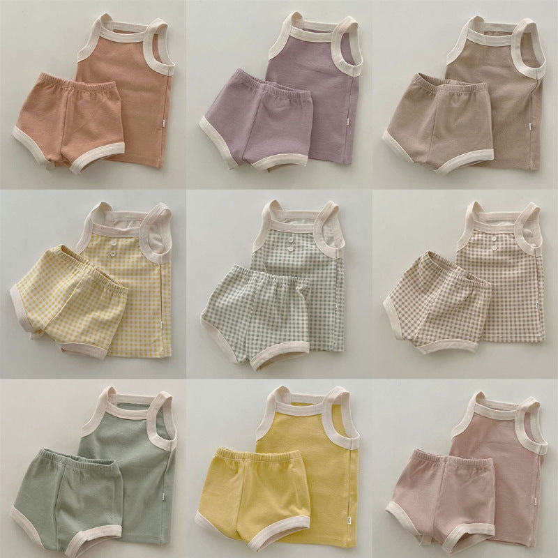 Summer Infant Cotton Camisole Cool Vest Top Bloomer Children's Suit