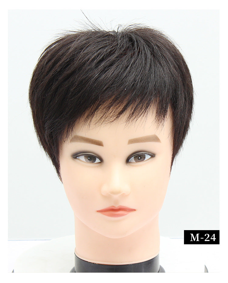 Men's Realistic Breathable Real Hair Hand Woven Men's Wig