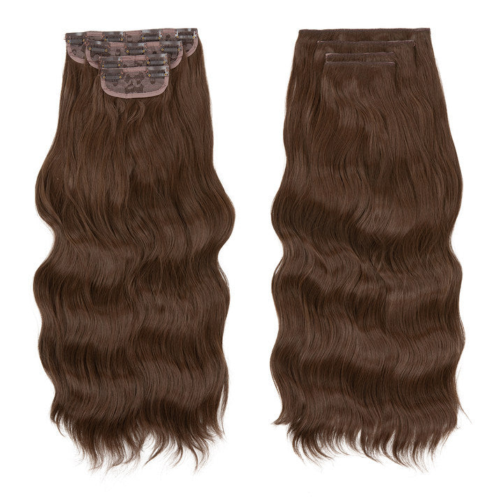Women's Set Curly Hair Water Ripple One Piece Hairpiece Wig Long Curls