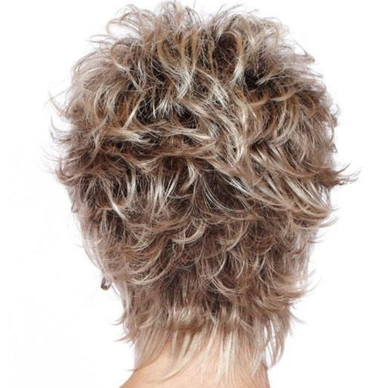Women's Outside Fluffy Gradient One Piece Wig Short Curly Hair