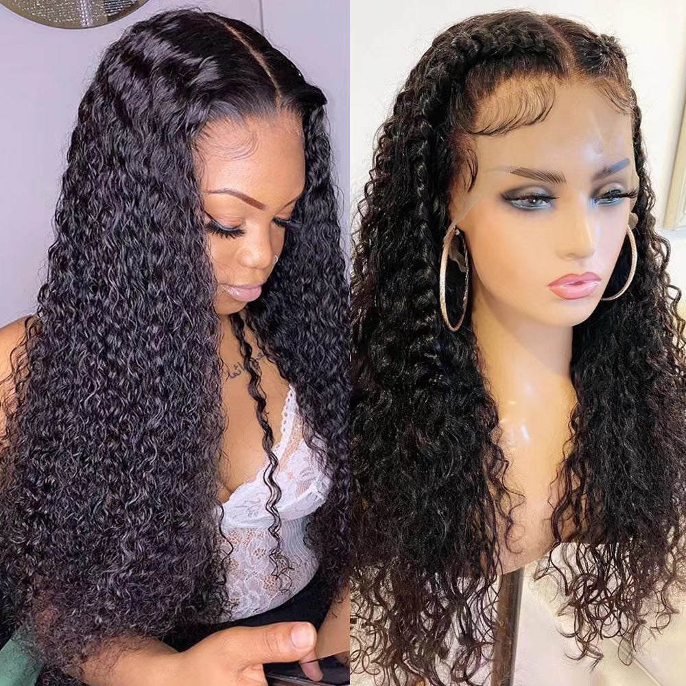 African Small Curly Hair Front Lace Synthetic Wigs Fashion Wig Long Curls