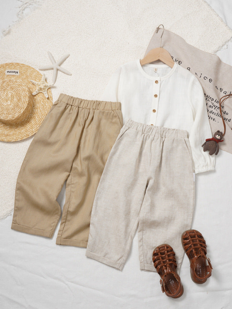 Children's Solid Color Trousers Summer Breathable Refreshing Children's Pants