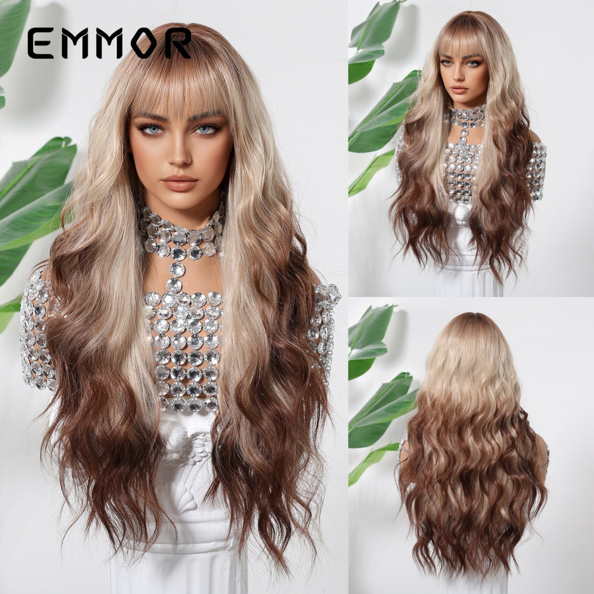 Paris Painting Dyed Fashion Air Bangs Curly Hair Wig Long Curls