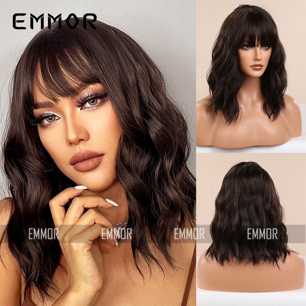 Female Cute Style Golden Short Curly Hair Matte Fiber Full Wig Long Curls