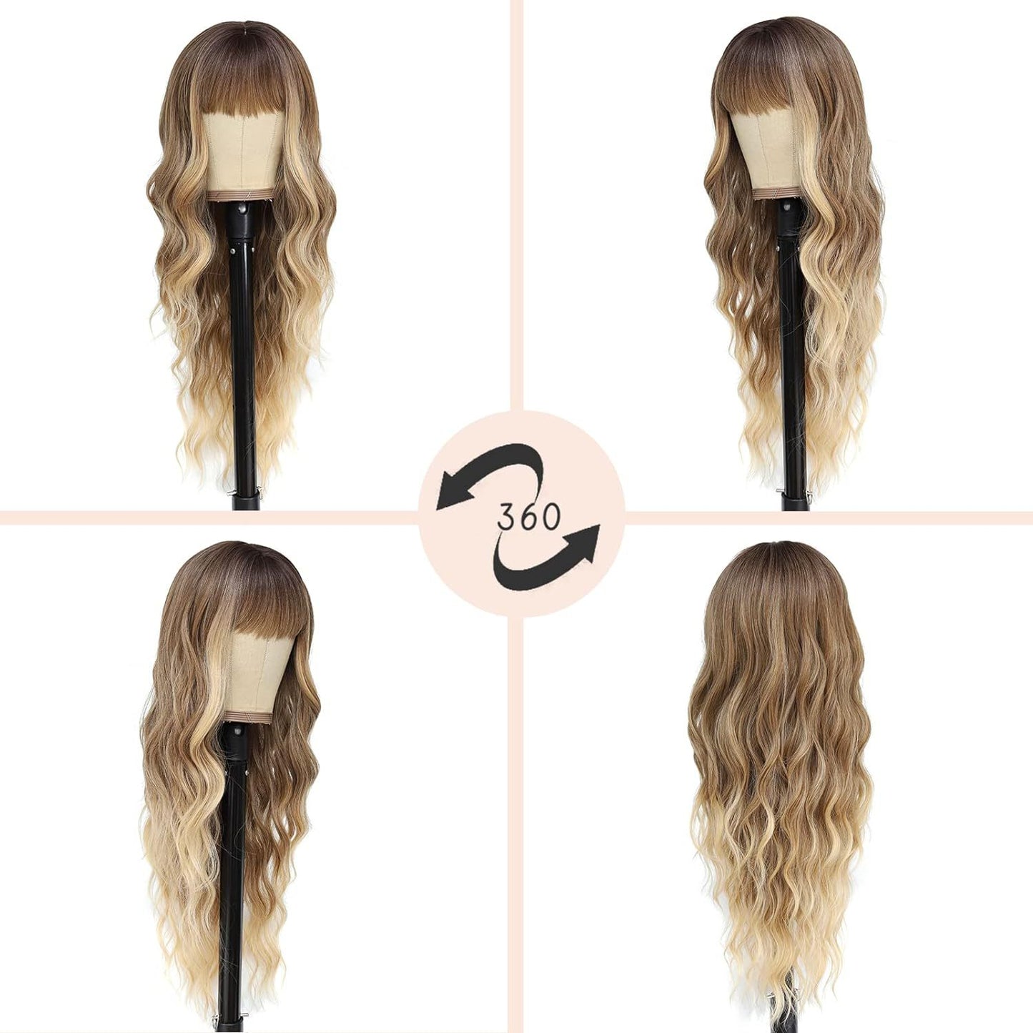 Second Hair Bangs Big Wave Curly Synthetic Wig Long Curls