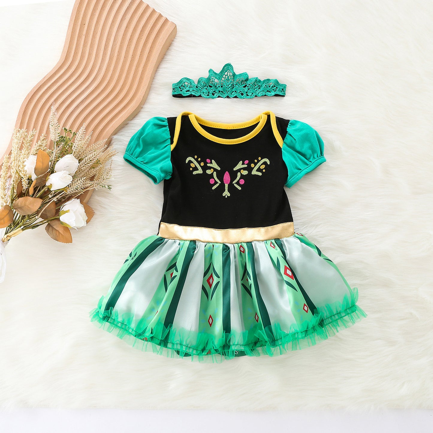 Christmas Mermaid Jumpsuit Long Hair Princess Elsa Romper Toddler Crawling Jumpsuit, Climbing Suit