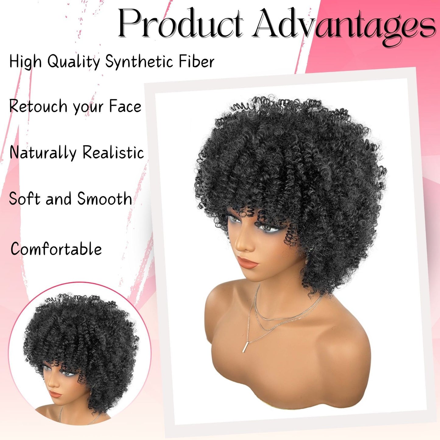 Natural Afro Fluffy Small Volume Fiber Wig Short Curly Hair