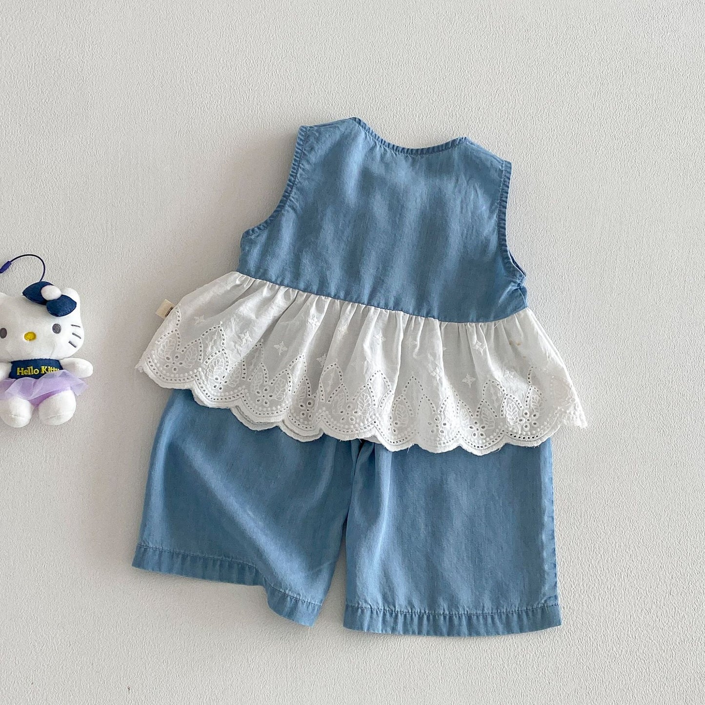 Children's Fashion Set Summer Lace Doll Shirt T-shirt Jeans Children's Suit
