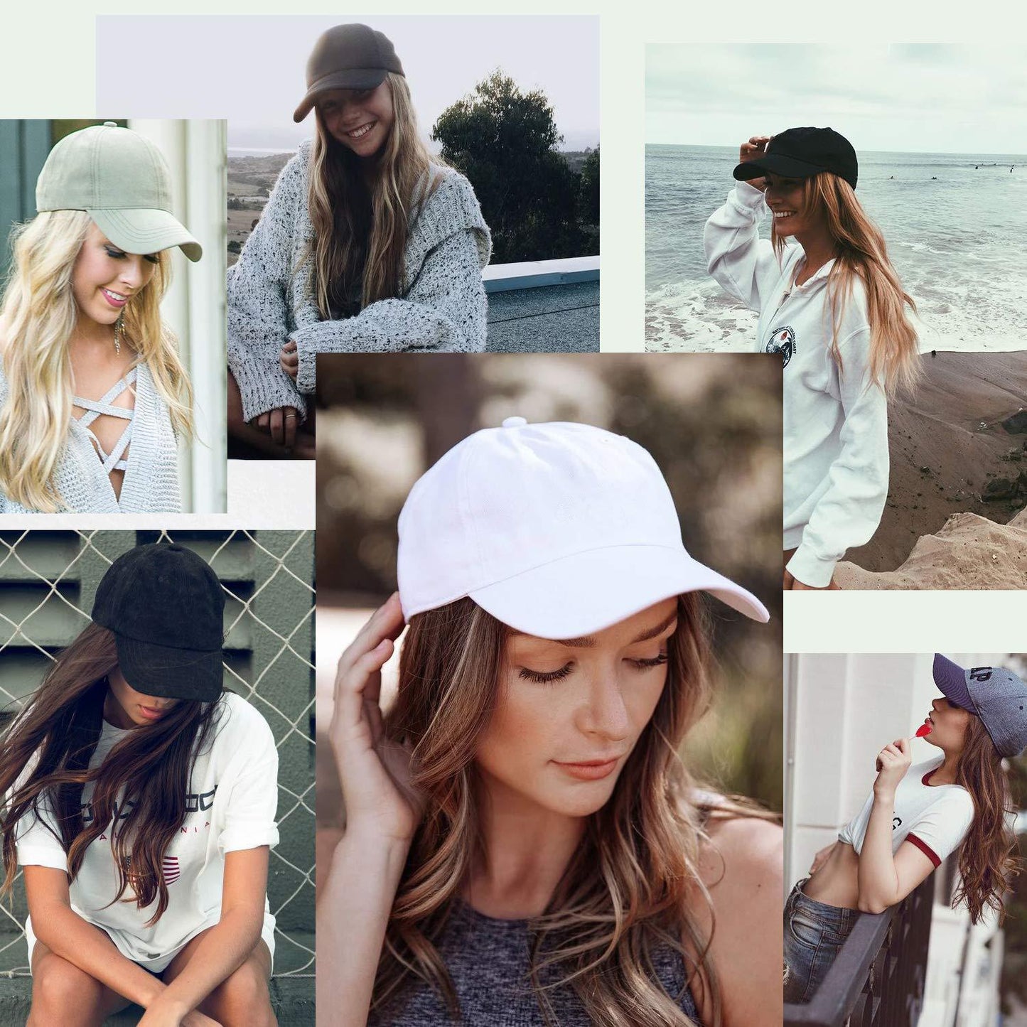 Integrated Female Big Wave Long Curly Hair Peaked Cap Baseball Other Wig