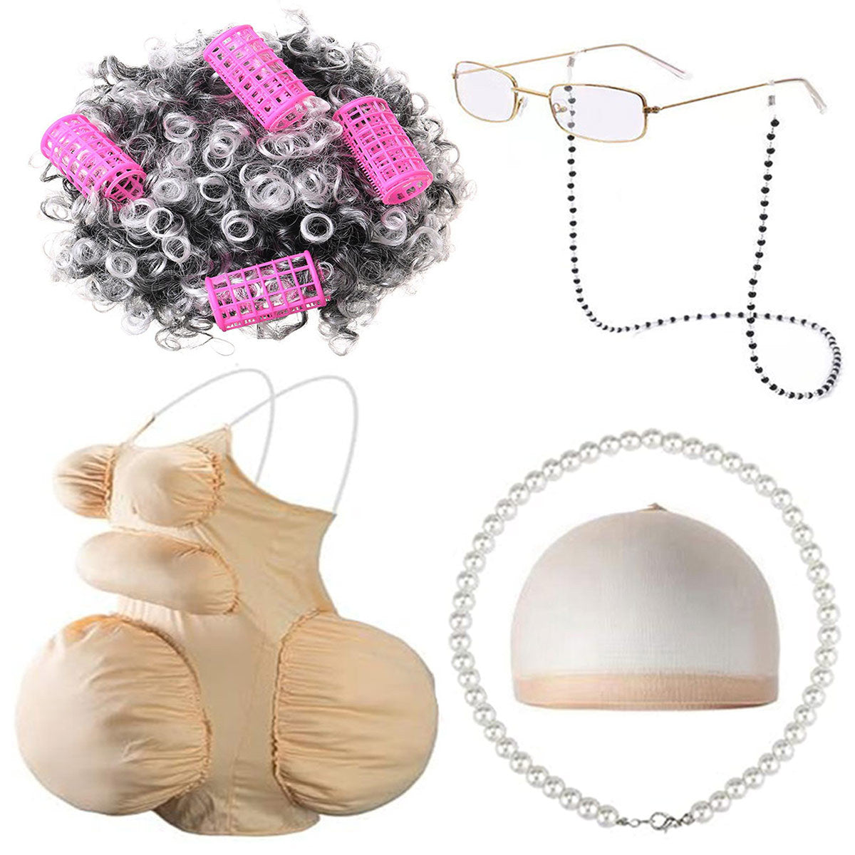 Fake Fat Belly School Day Role Play Dress Cos Wig