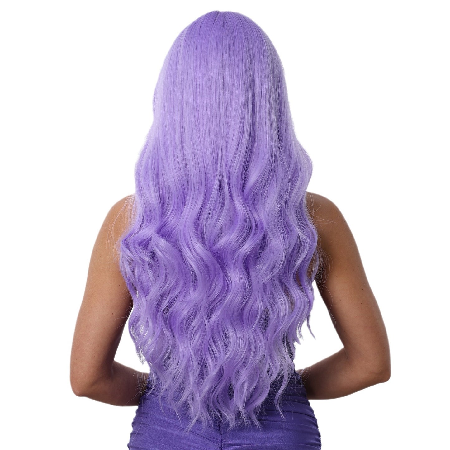Women's Purple Bangs Curly Hair Chemical Fiber Synthetic Wig Long Curls
